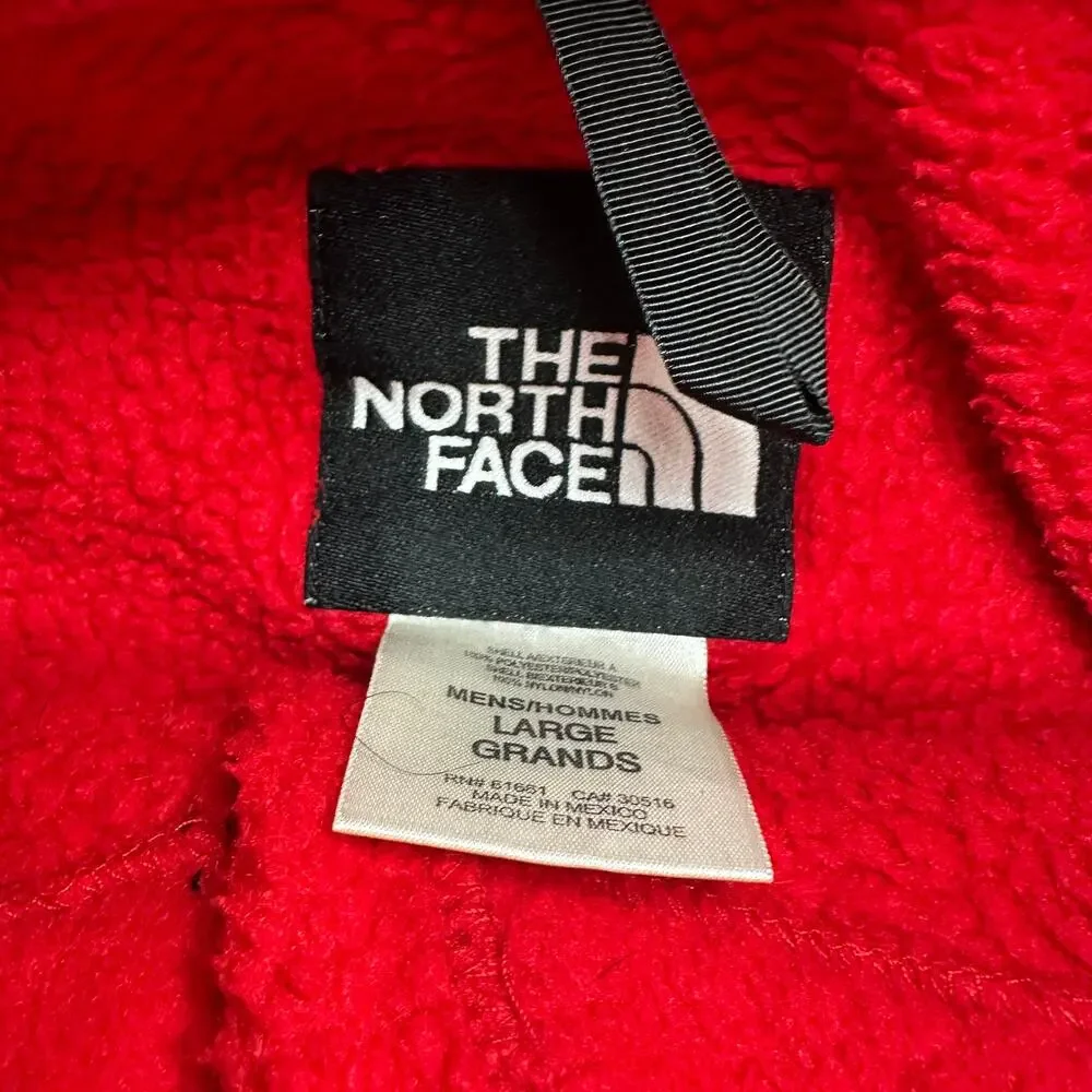 Vintage 90s The North Face Denali Fleece Red Jacket Mens Large Black Full Zip